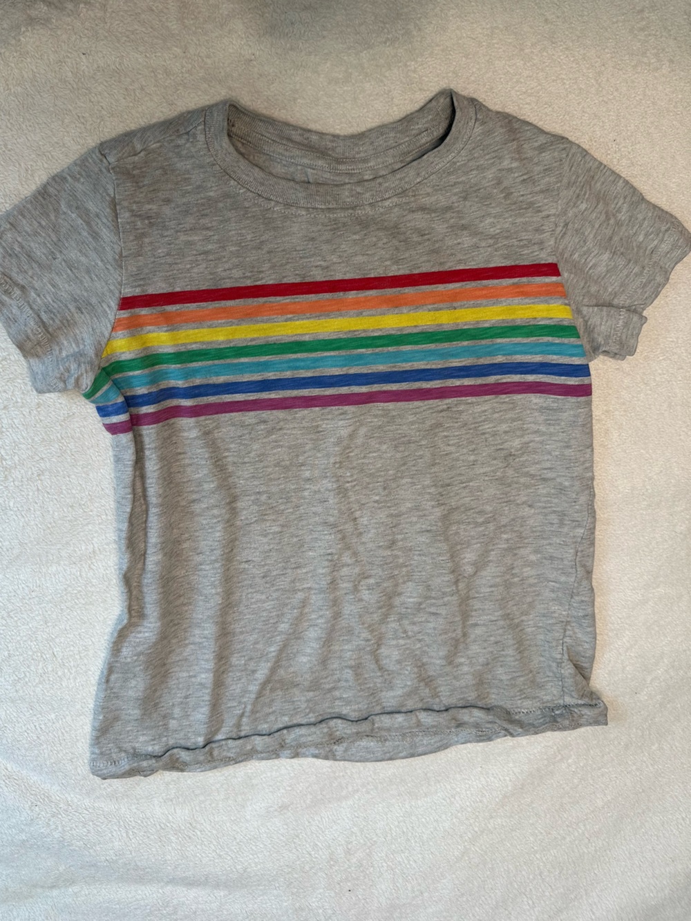 Kids Pirmary brand Gray Tee with Rainbow Stripe, size 4T